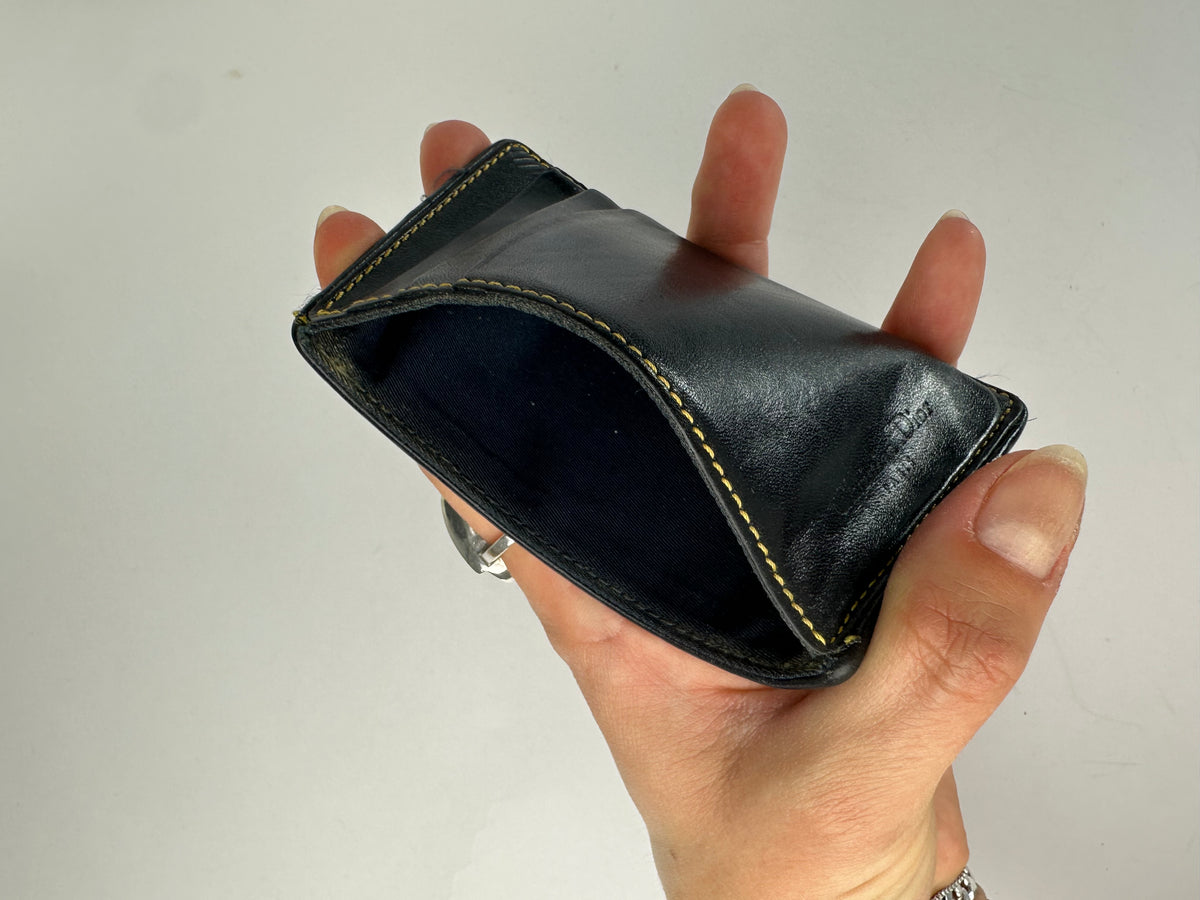 Vintage Dior Oblique Canvas Card Holder Late 1990s Black Beige
