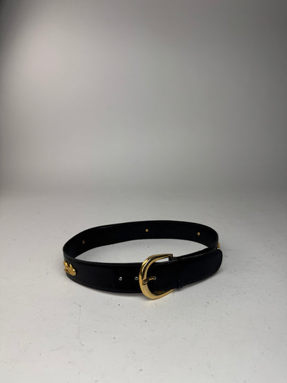 Vintage Celine Leather Carriage Leather Belt black