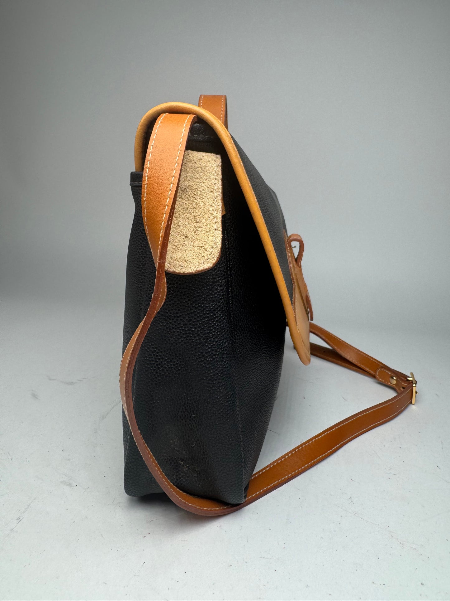 Vintage Courreges 2Way Leather handbag black brown