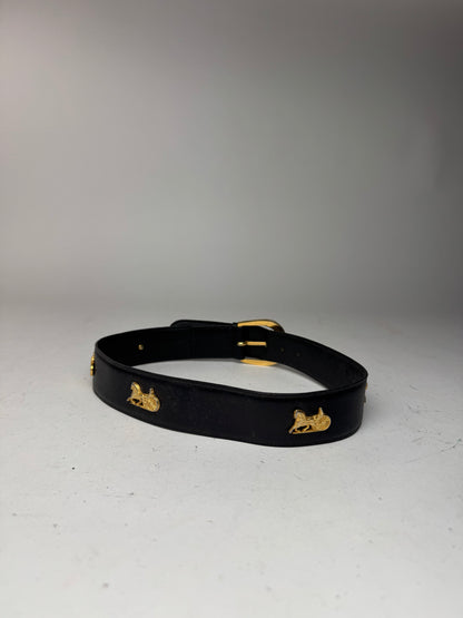 Vintage Celine Leather Carriage Leather Belt black