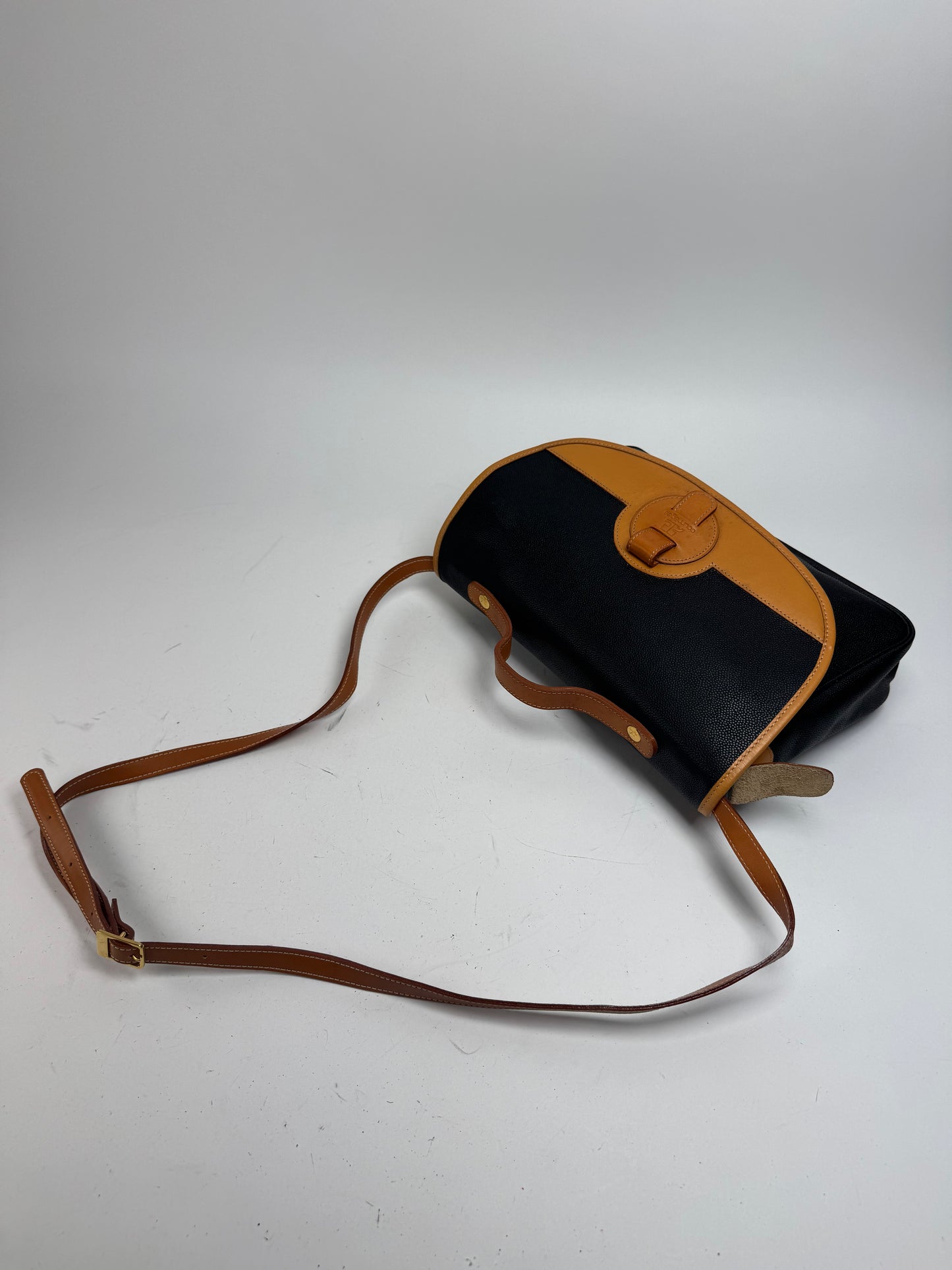 Vintage Courreges 2Way Leather handbag black brown