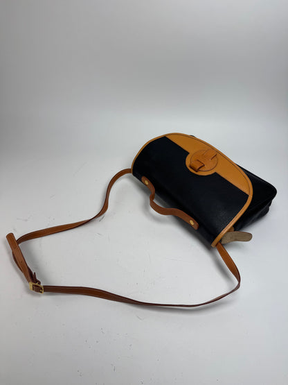Vintage Courreges 2Way Leather handbag black brown