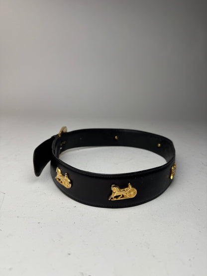 Vintage Celine Leather Carriage Leather Belt black