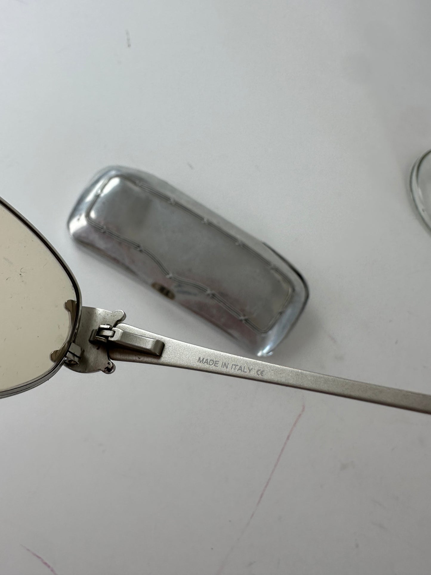 Vintage Celine Triomphe Oval Metal Sunglasses Silver