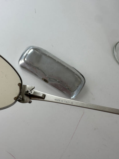 Vintage Celine Triomphe Oval Metal Sunglasses Silver