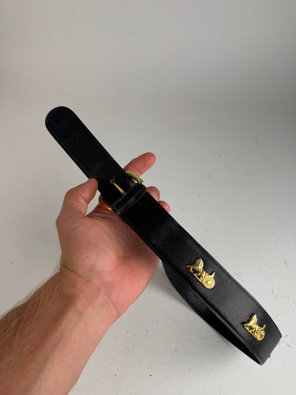 Vintage Celine Leather Carriage Leather Belt black
