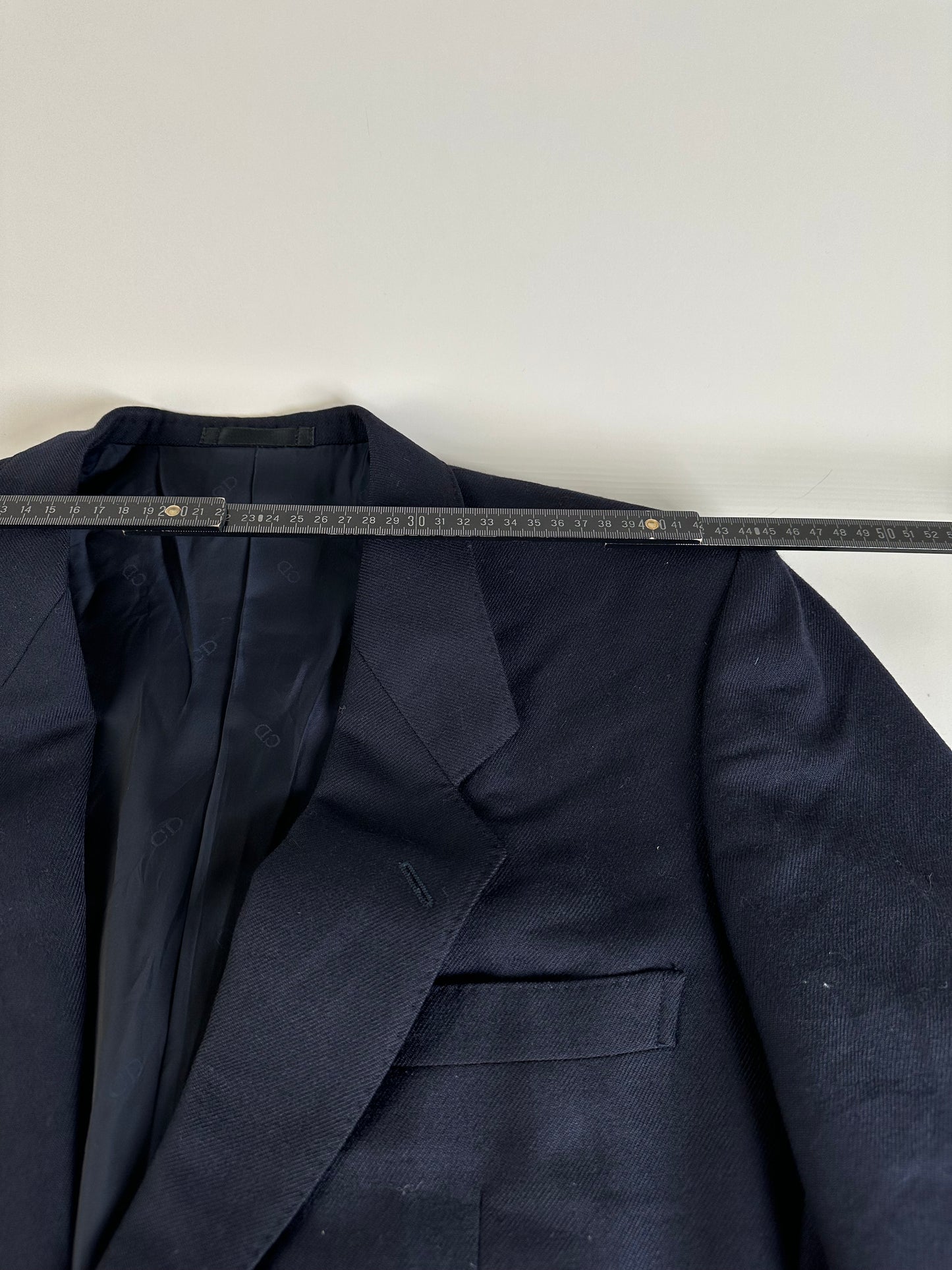 Vintage Dior Men's Cotton Blazer Navy Gold M