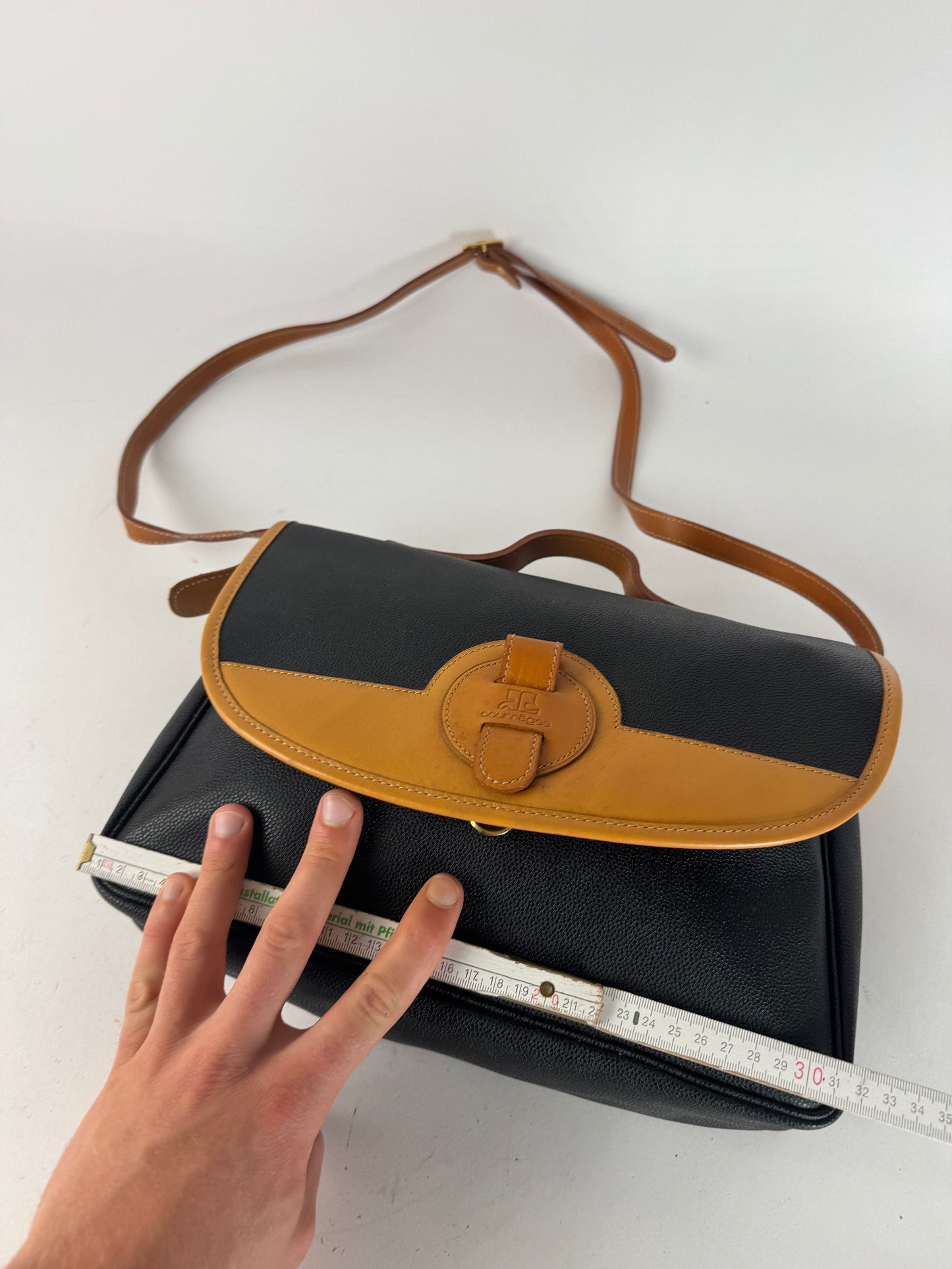 Vintage Courreges 2Way Leather handbag black brown