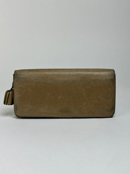 Vintage Loewe Textured Leather Bifold Wallet Late 1990s Olive