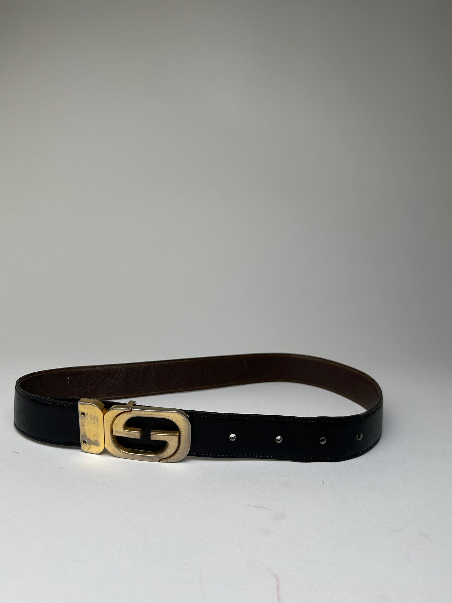 Vintage Gucci GG Reversible Leather Belt Black Brown