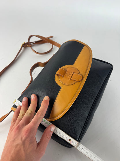 Vintage Courreges 2Way Leather handbag black brown