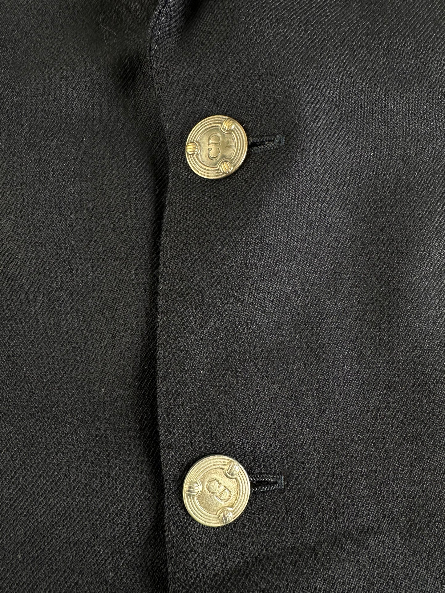 Vintage Dior Men's Cotton Blazer Navy Gold M