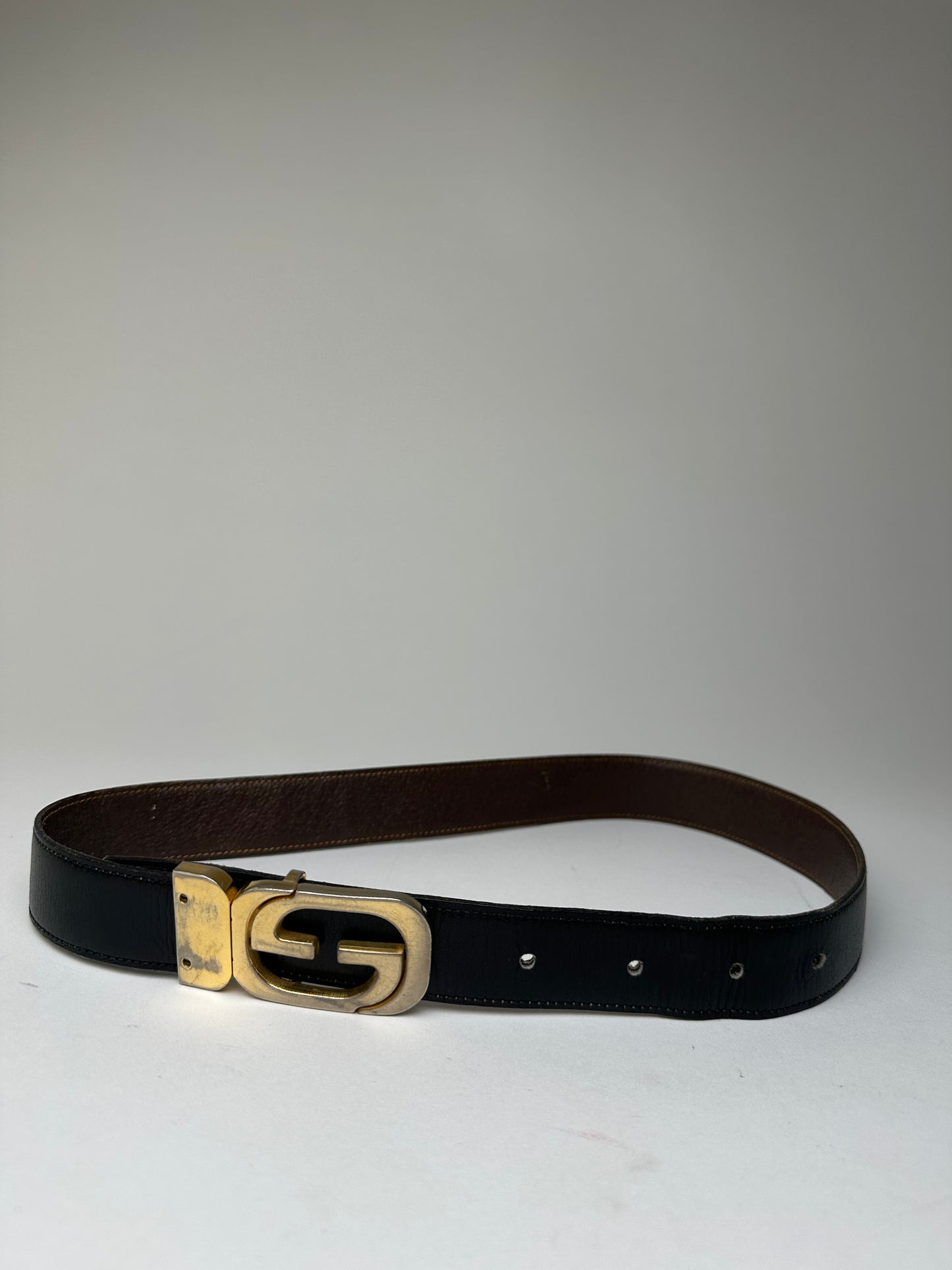 Vintage Gucci GG Reversible Leather Belt Black Brown