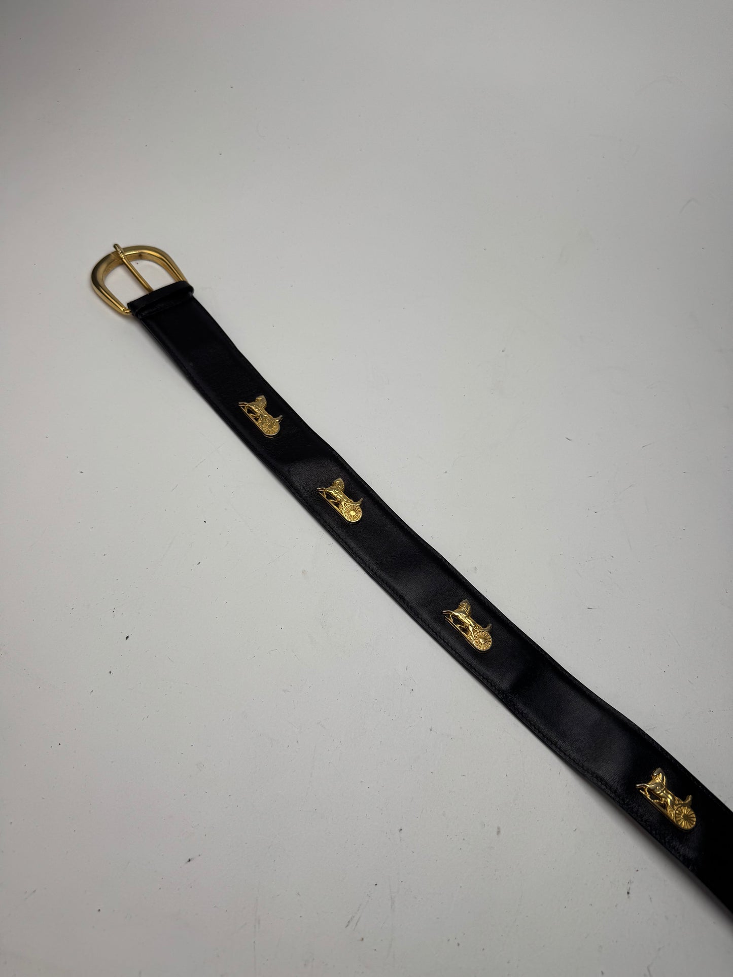 Vintage Celine Leather Carriage Leather Belt black