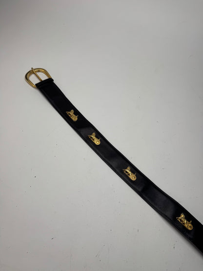 Vintage Celine Leather Carriage Leather Belt black