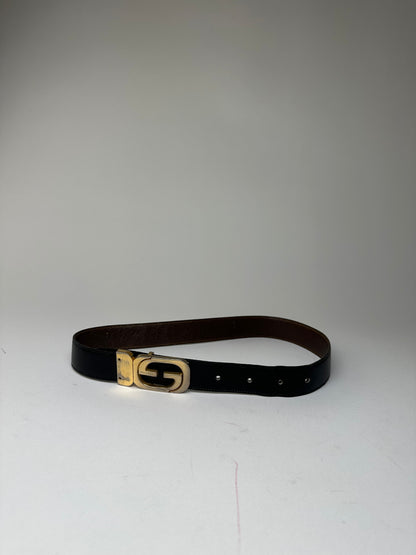 Vintage Gucci GG Reversible Leather Belt Black Brown
