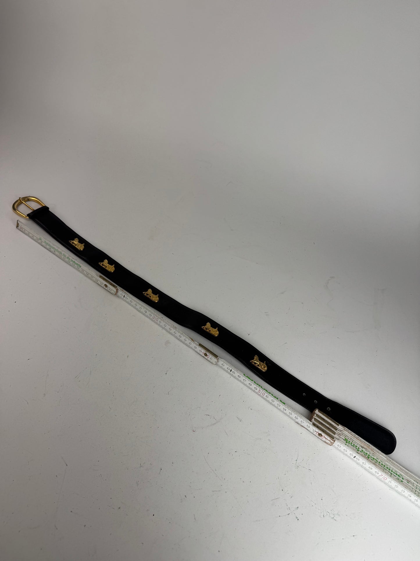 Vintage Celine Leather Carriage Leather Belt black