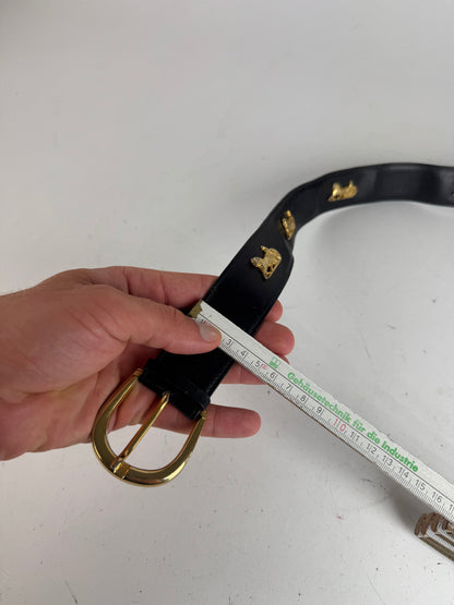 Vintage Celine Leather Carriage Leather Belt black