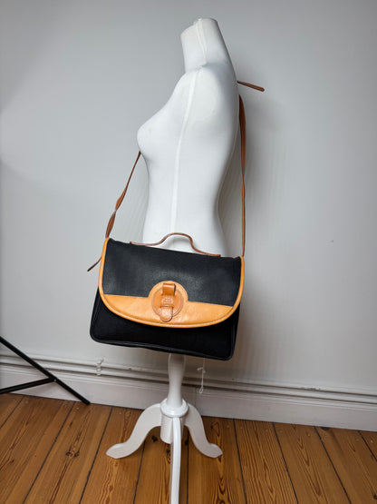 Vintage Courreges 2Way Leather handbag black brown