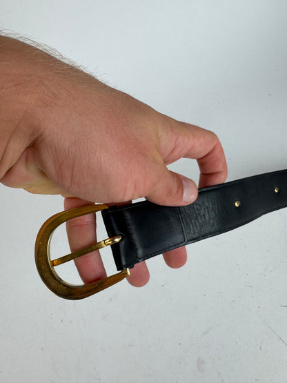 Vintage Celine Leather Carriage Leather Belt black