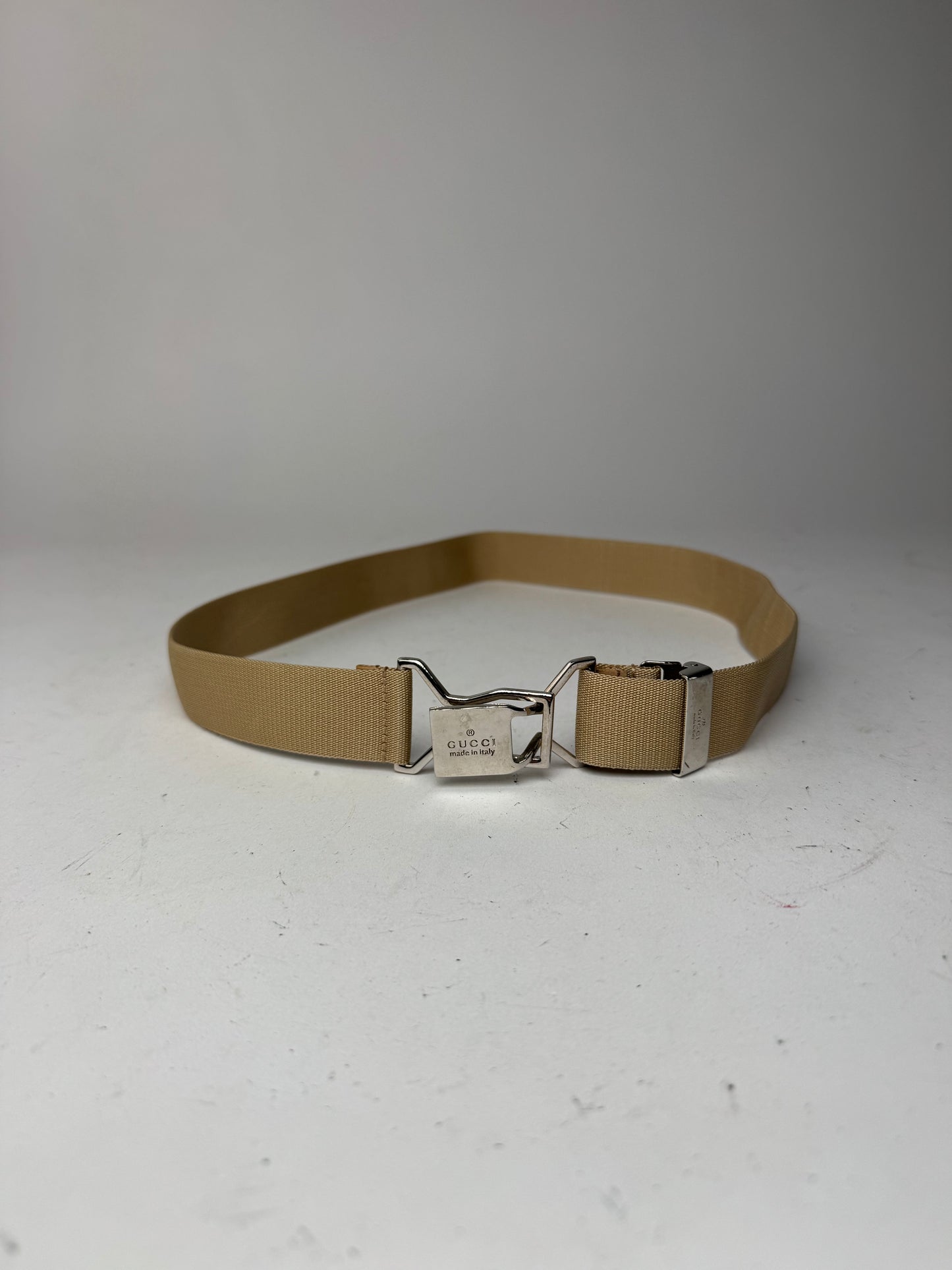 Vintage Gucci Canvas Belt beige Silver