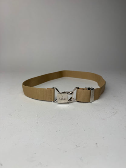 Vintage Gucci Canvas Belt beige Silver