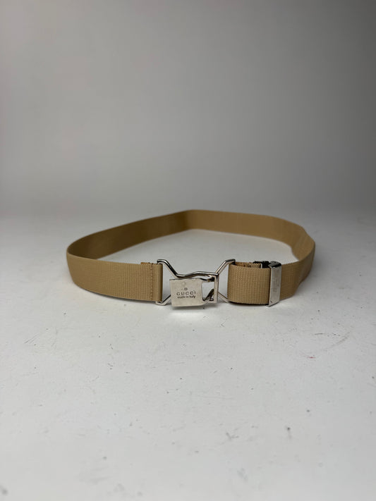 Vintage Gucci Canvas Belt beige Silver