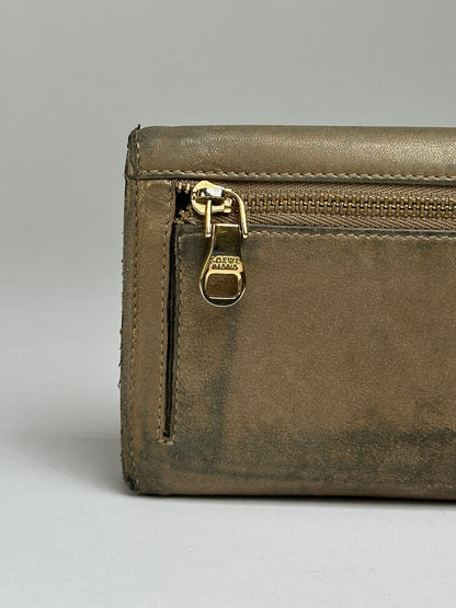 Vintage Loewe Textured Leather Bifold Wallet Late 1990s Olive