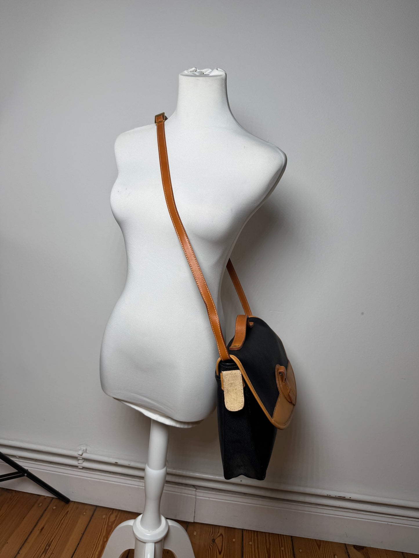 Vintage Courreges 2Way Leather handbag black brown