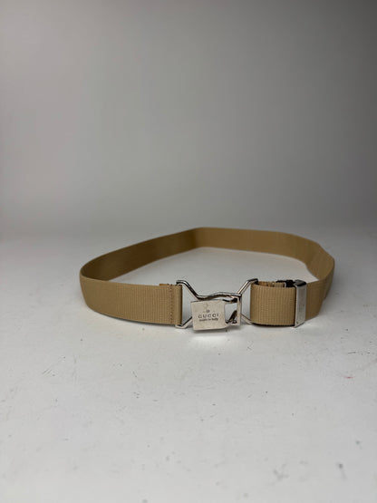 Vintage Gucci Canvas Belt beige Silver