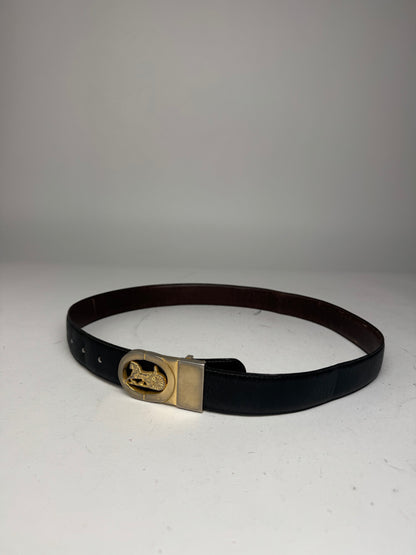Vintage Celine Paris Carriage Logo Leather Belt black