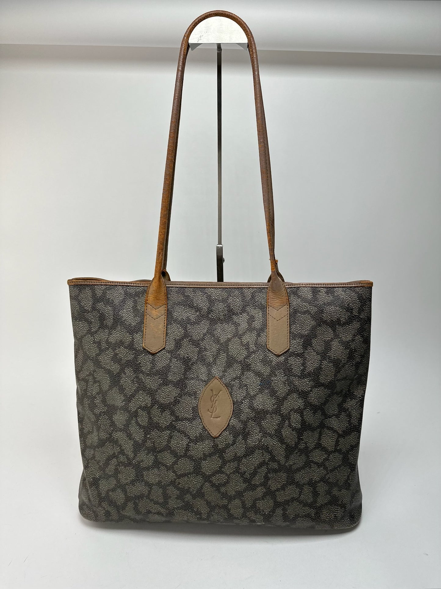 Sac vintage en cuir Yves Saint Laurent marron gris marron