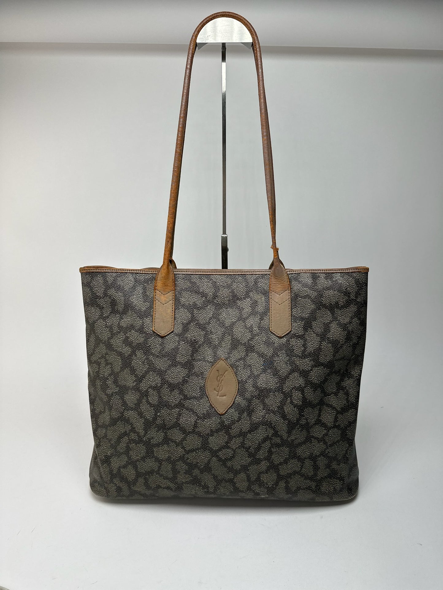 Sac vintage en cuir Yves Saint Laurent marron gris marron