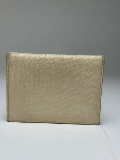 Vintage Prada Saffiano Leather Triangle Card Holder Cream