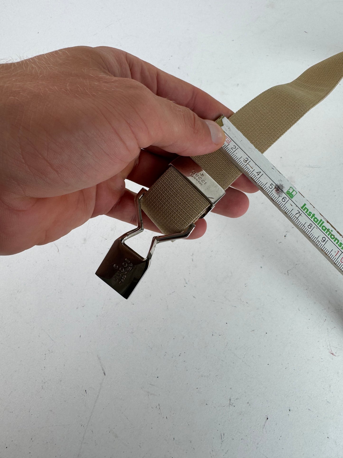 Vintage Gucci Canvas Belt beige Silver