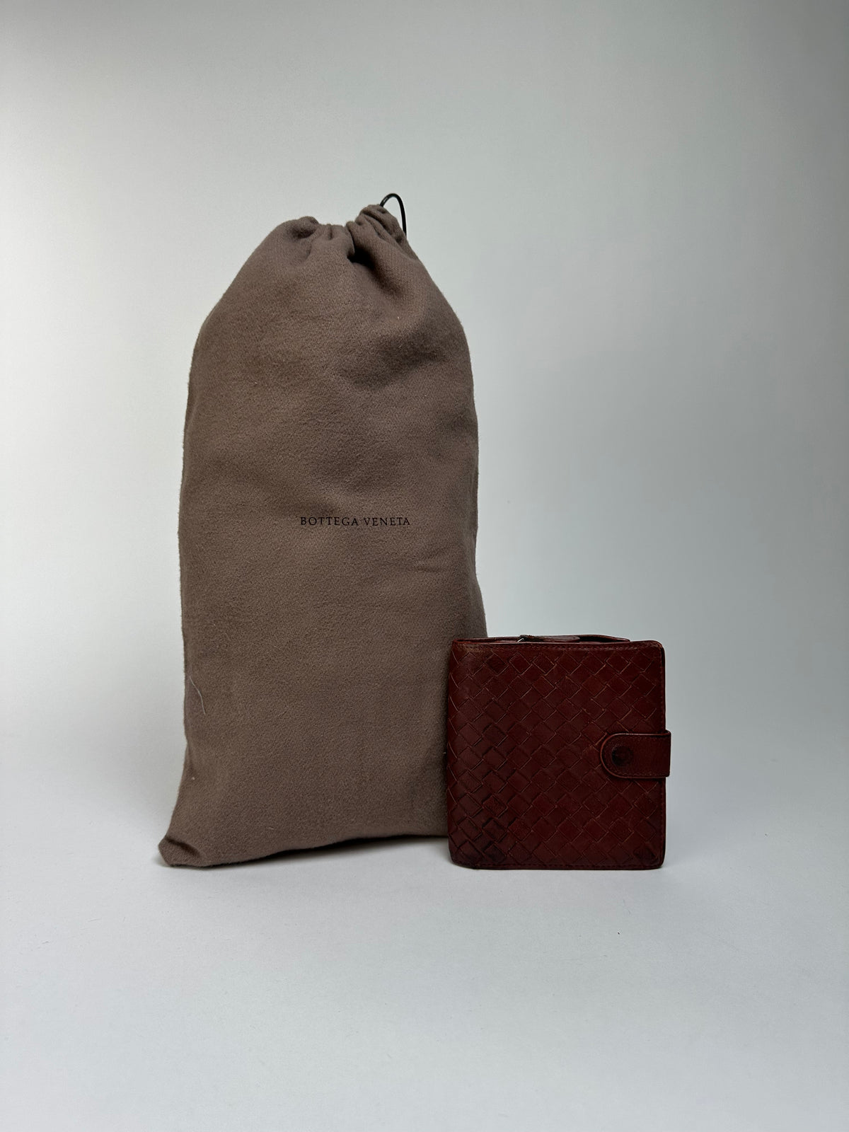 Vintage Bottega Veneta Intrecciato Woven Bifold Wallet Late 1990s Burgundy