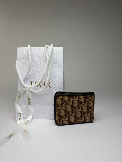 Vintage Dior Oblique Jacquard Bifold Wallet Late 1970s Beige Brown