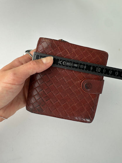 Vintage Bottega Veneta Intrecciato Woven Bifold Wallet Late 1990s Burgundy