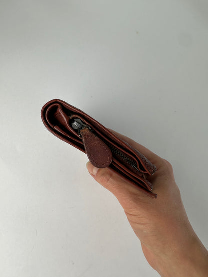 Vintage Bottega Veneta Intrecciato Woven Bifold Wallet Late 1990s Burgundy