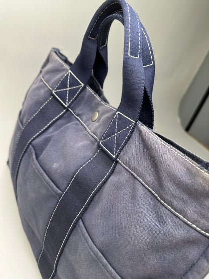 Vintage Hermes Canvas Tote Navy Silver