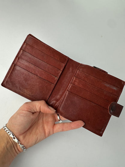 Vintage Bottega Veneta Intrecciato Woven Bifold Wallet Late 1990s Burgundy