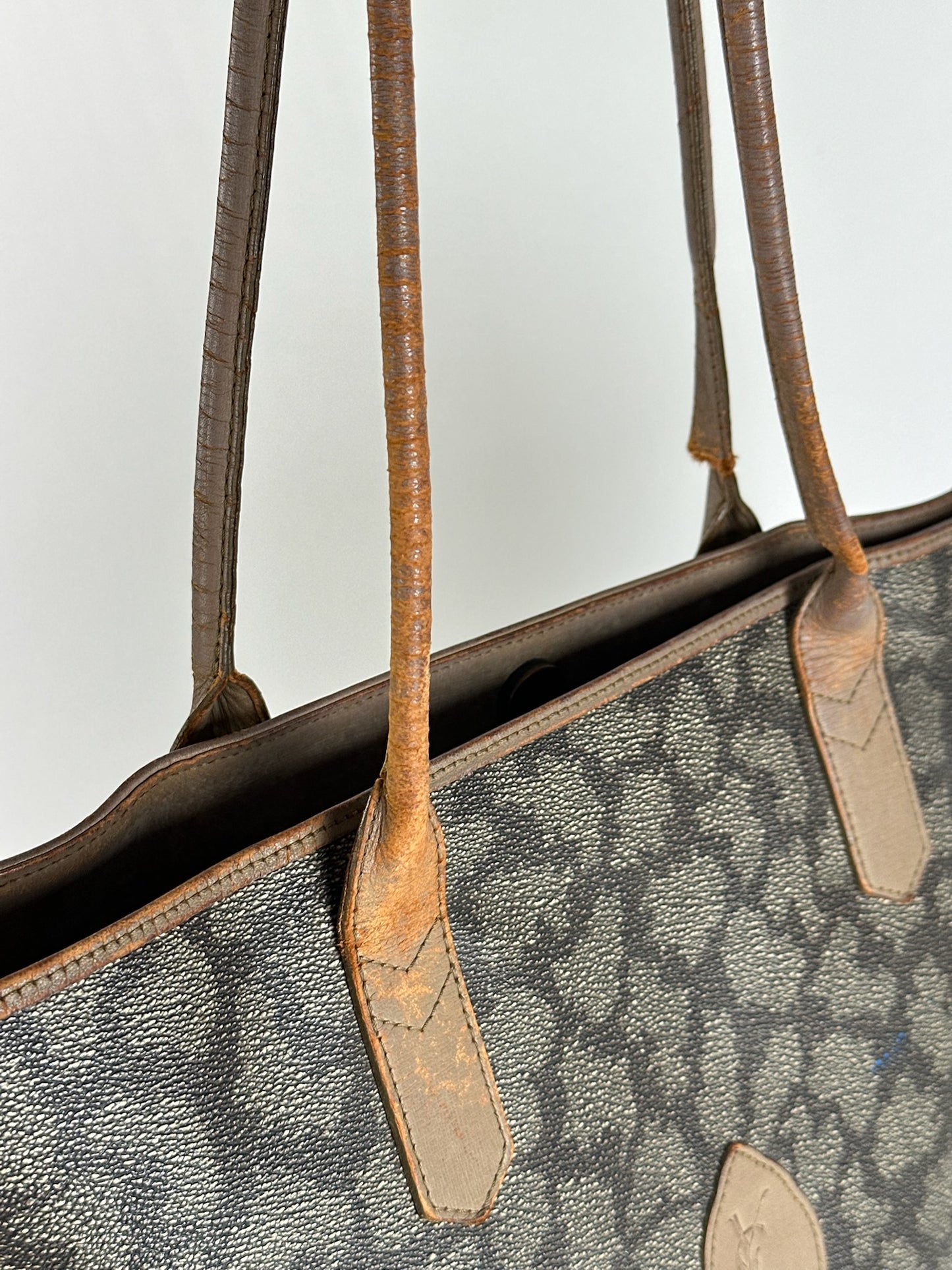 Sac vintage en cuir Yves Saint Laurent marron gris marron