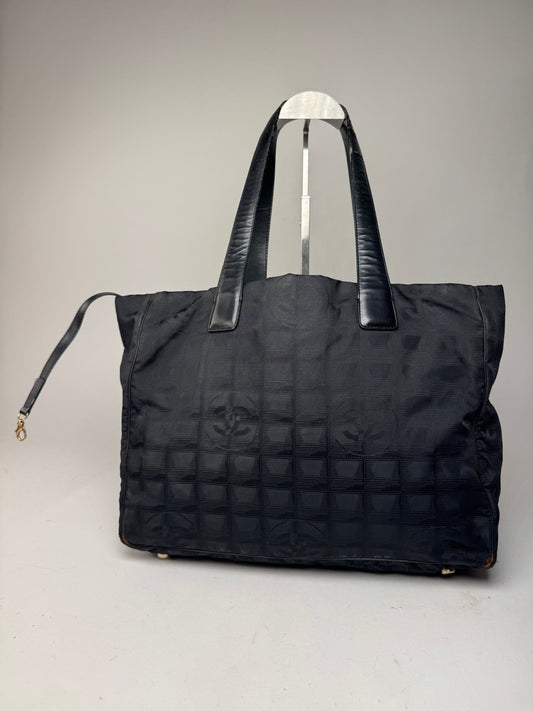 Vintage Chanel New Travel Line Tote Bag Black