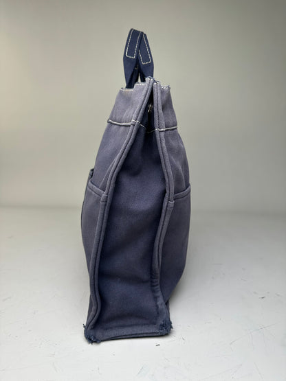 Vintage Hermes Canvas Tote Navy Silver