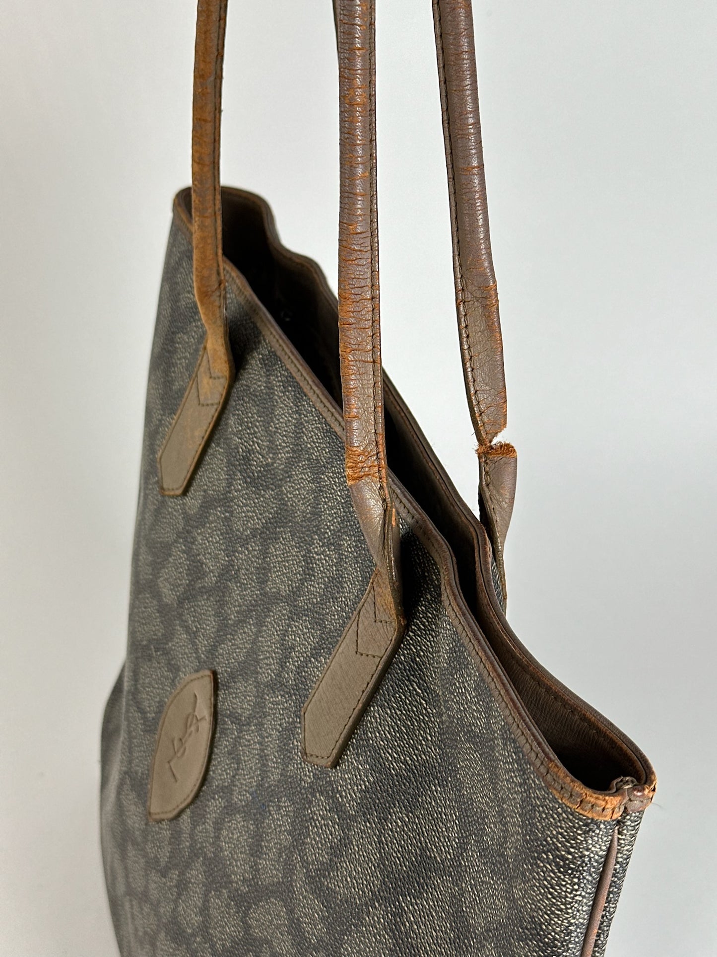 Sac vintage en cuir Yves Saint Laurent marron gris marron