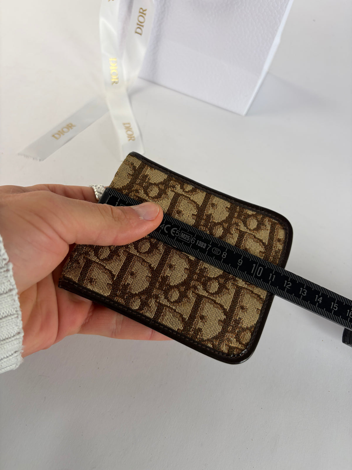 Vintage Dior Oblique Jacquard Bifold Wallet Late 1970s Beige Brown