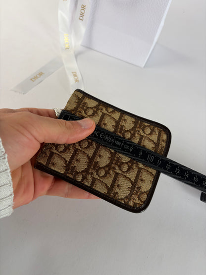 Vintage Dior Oblique Jacquard Bifold Wallet Late 1970s Beige Brown