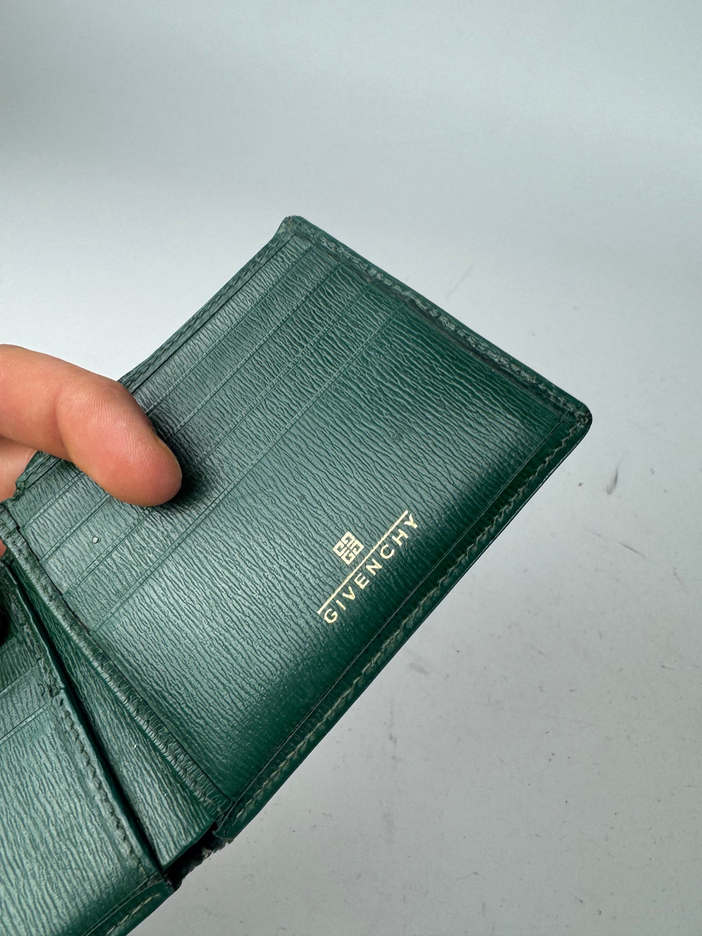 Vintage Givenchy Flapable Leather Wallet Green
