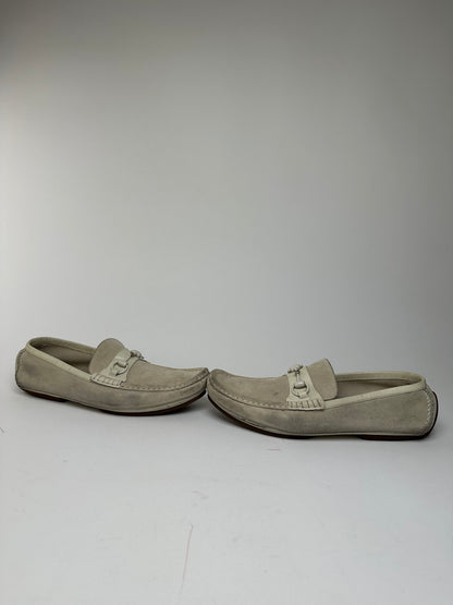 Vintage Gucci Horsebit Suede Driving Loafers Cream EU41,5