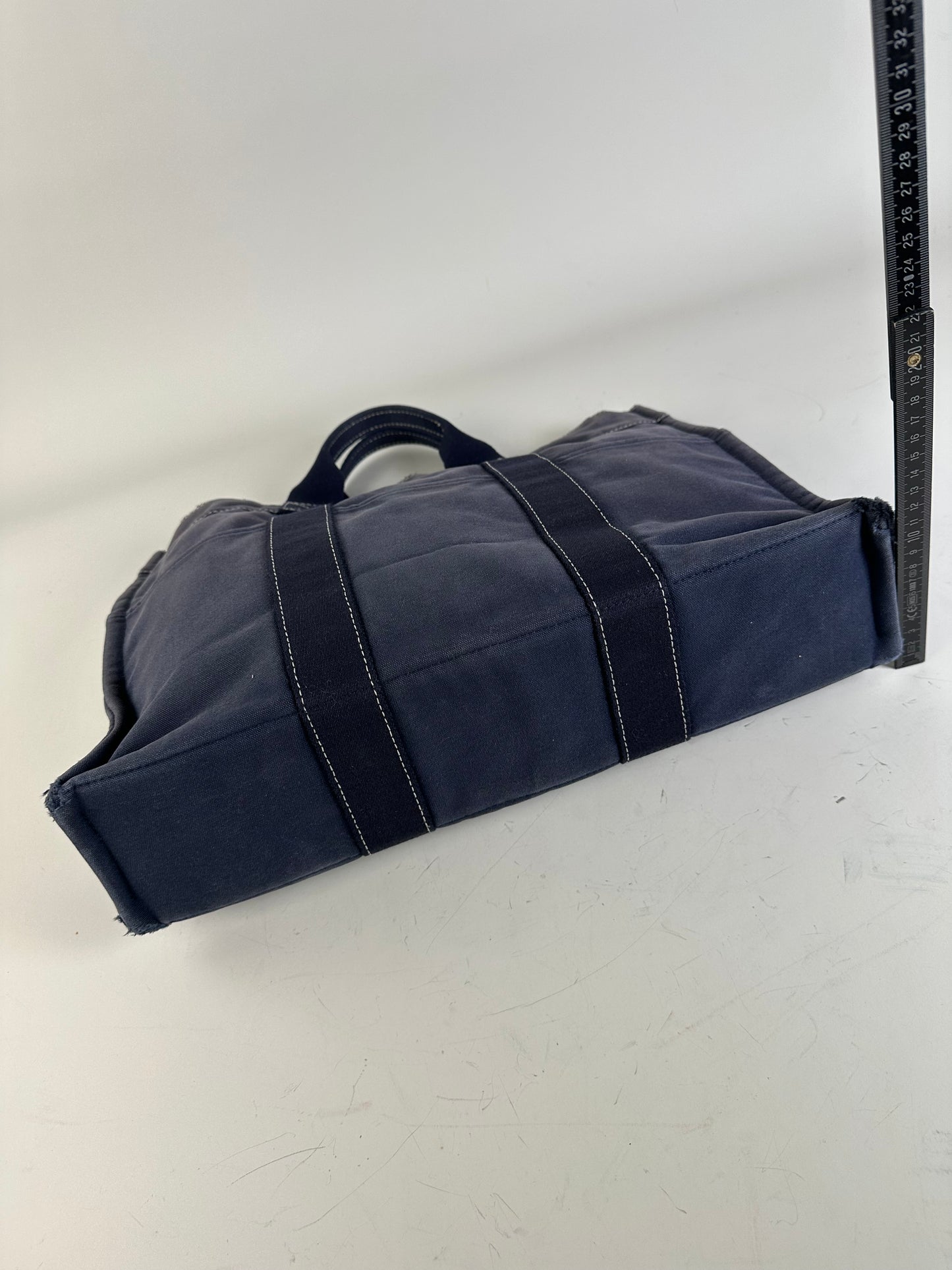 Vintage Hermes Canvas Tote Navy Silver